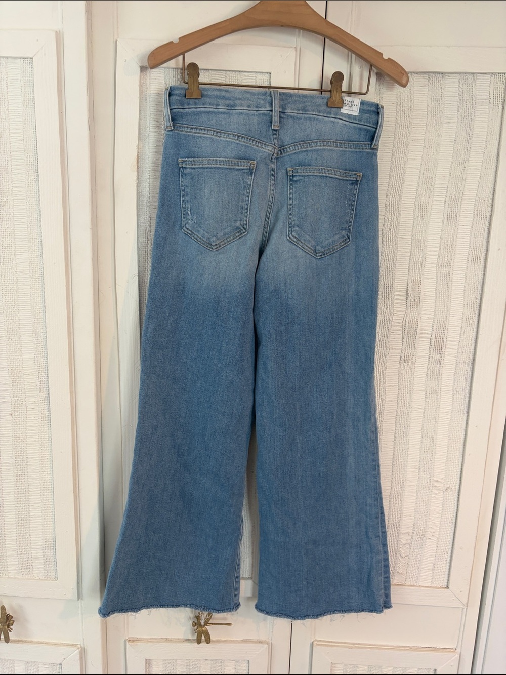 Frank & Eileen Galway Wide Leg Jeans Light Wash Raw Hem Size 25 Made in USA - Picture 7 of 10